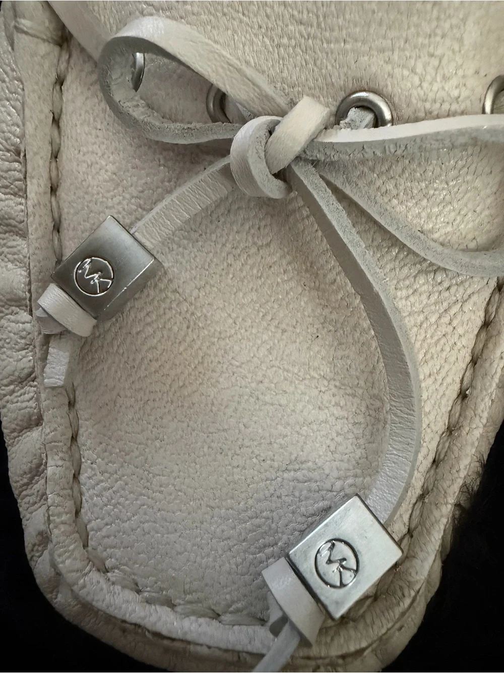 Michael Kors Ivory Leather Moccasins with Tassels
